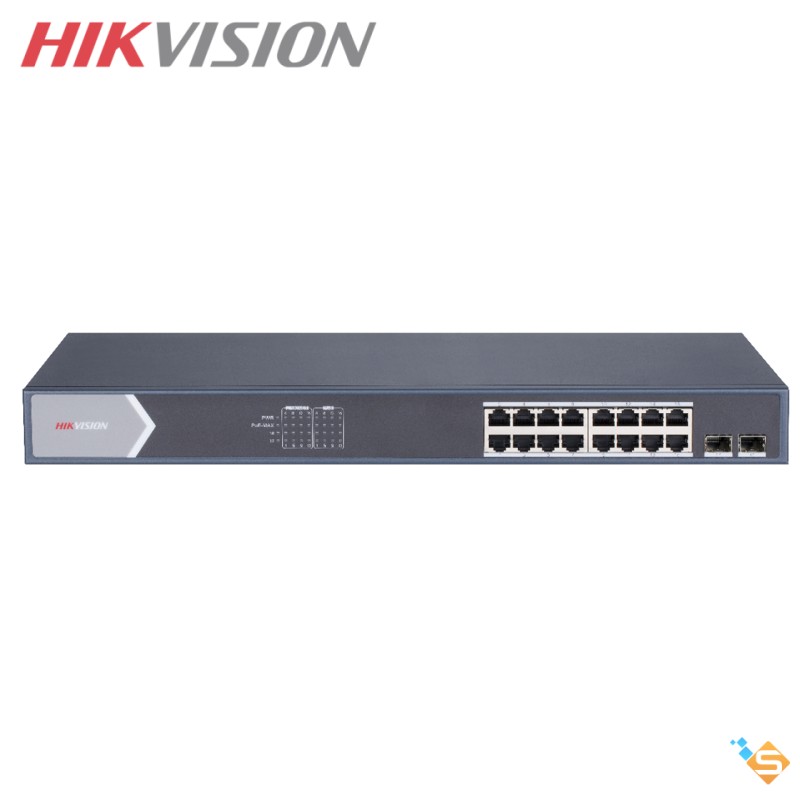 Bộ chia mạng switch hub hikvision 16 & 24 cổng gigabit poe + 2 cổng up-link sfp layer 2 unmanaged ds-3e0518p-e/m ds-3e0526p-e/m - bảo hành chính hãng 2 năm