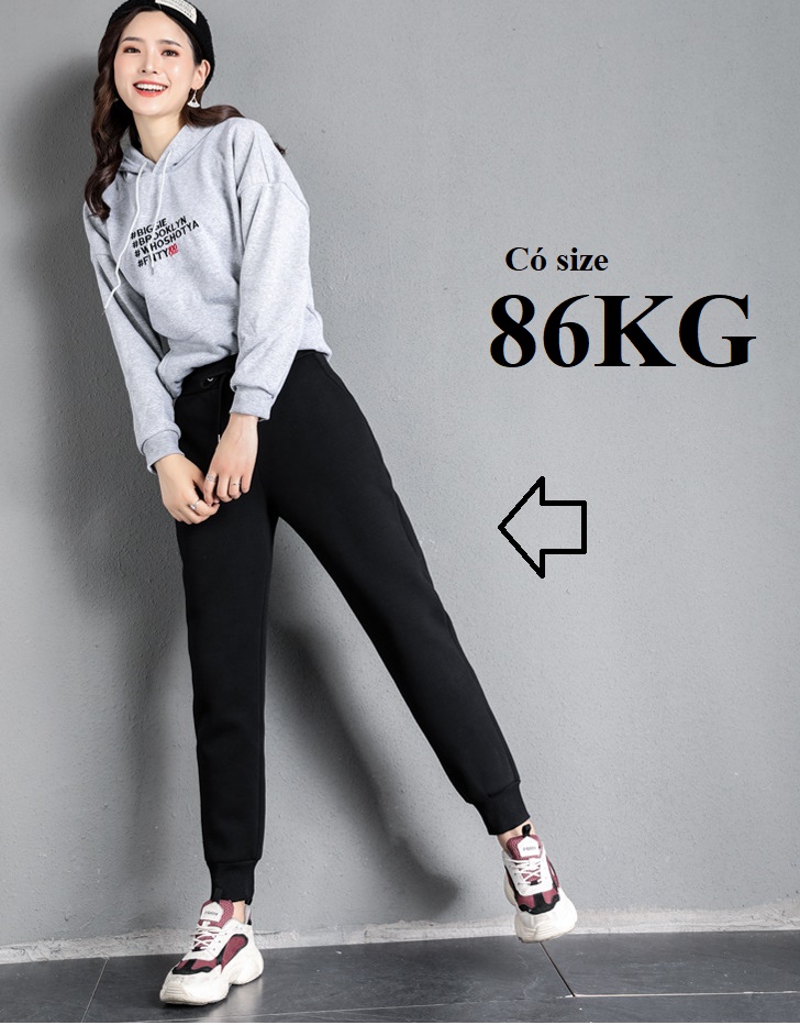 Quần Jogger nữ Chât Liệu Len Tăm Dày, đẹp, Kiểu dáng thời trang, Có Big Size tới 90Kg