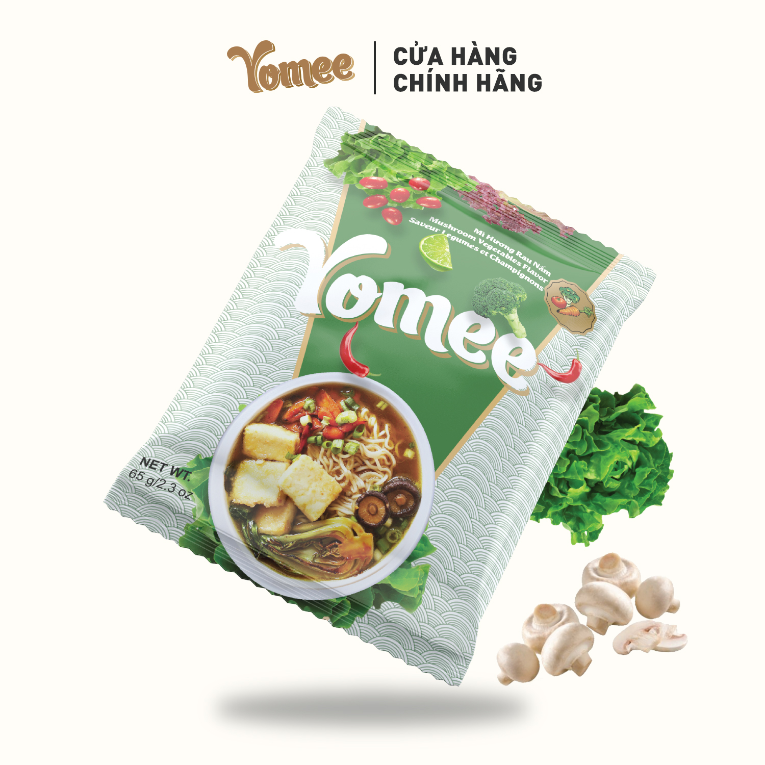 Combo 2 Thùng Mì Chay Rau Nấm Yomee 65g Thùng 24 Gói - Hàng Xuất Khẩu