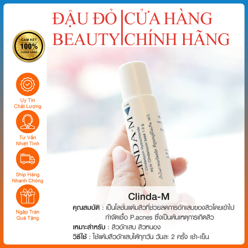 Gel Chấm Mụn Clinda-M Thái Lan 15ml - Tinh chất hỗ trợ giảm mụn Clinda M Thái lan