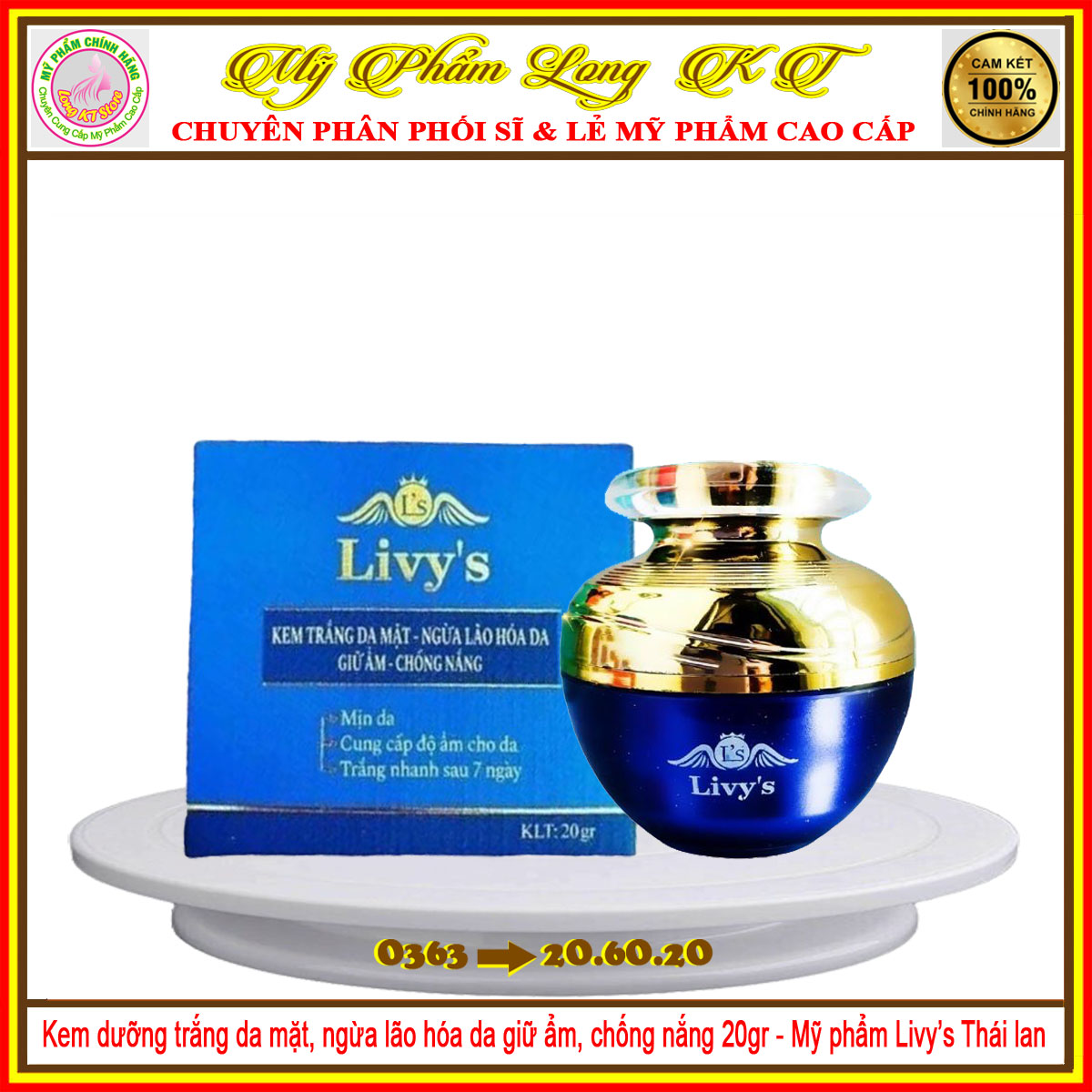 Kem Face Livy's Thái Lan chính hãng màu xanh trắng da - ngừa lão hoá - giữ ẩm - chống nắng Livy Thái Lan