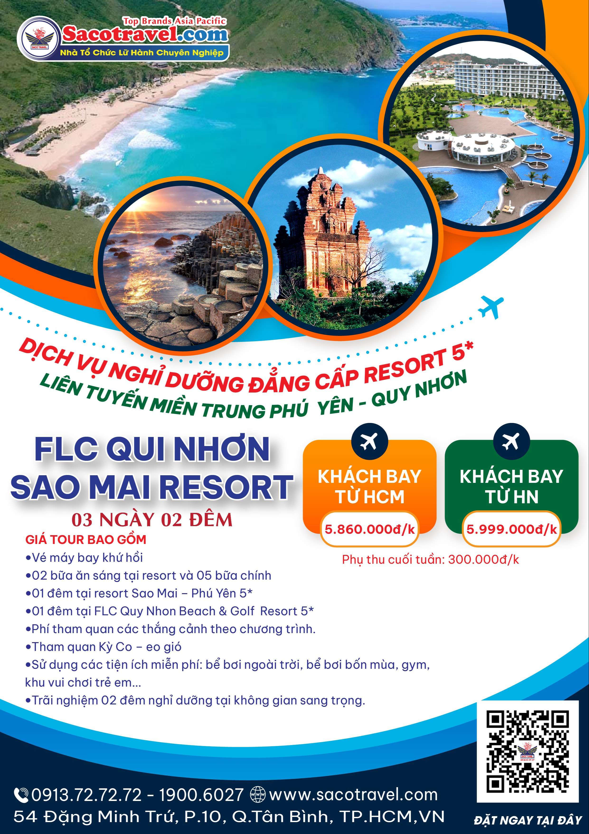 Nghỉ dưỡng đẳng cấp resort 5* KHÁM PHÁ QUY NHƠN – KỲ CO – EO GIÓ GÀNH ĐÁ ĐĨA – NÚI NHẠN / Flc Quy Nhơn – Sao Mai Phú Yên