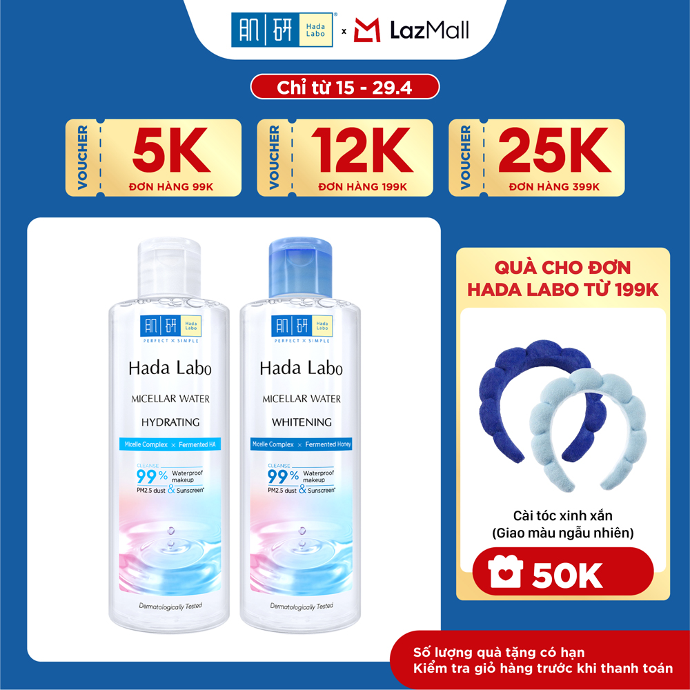 [VB] Bộ 2 Nước tẩy trang sạch sâu Hada Labo Micellar Water ( Nước tẩy trang sạch sâu dưỡng trắng 240 ml + Nước tẩy trang sạch sâu dưỡng ẩm 240 ml)