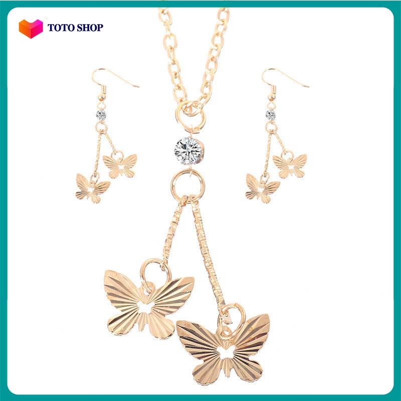 Bộ trang sức bông tai dây chuyền hình bươm bướm TBTS - [ToTo Shop]
