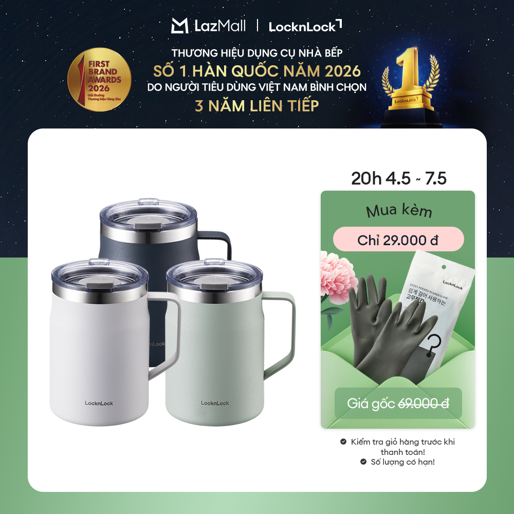 Ca nước giữ nhiệt LockLock Metro Mug LHC4219 475ml - 3 Màu , Thép không gỉ, giữ nhiệt hiệu quả