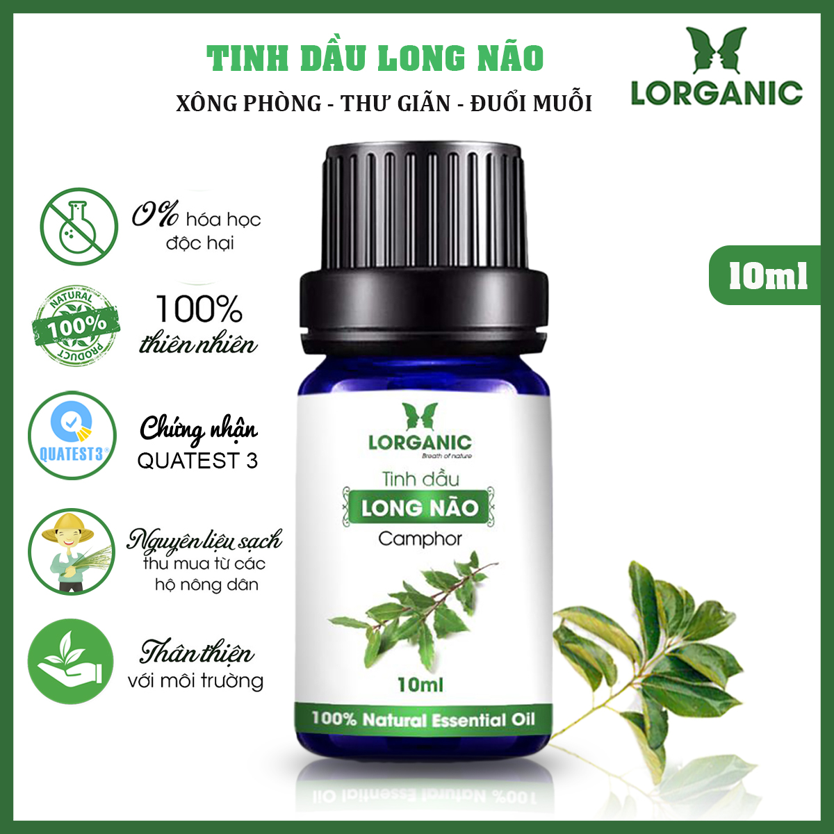 Tinh dầu long não Lorganic Camphor 10ml, 50ml