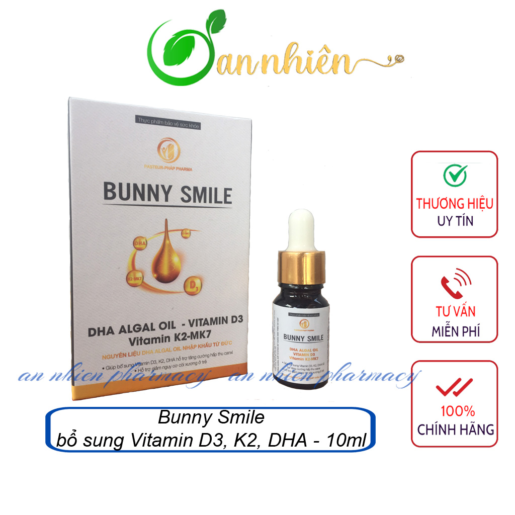 Bunny Smile - Hỗ trợ giảm nguy cơ còi xương ở trẻ, bổ sung Vitamin D3, K2, DHA