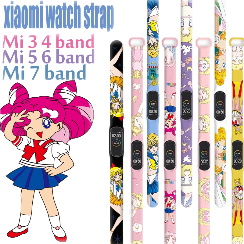 Cute Cartoon Girl Strap for Xiaomi Mi Band 7 6 5 4 3 Silicone Wrist Strap