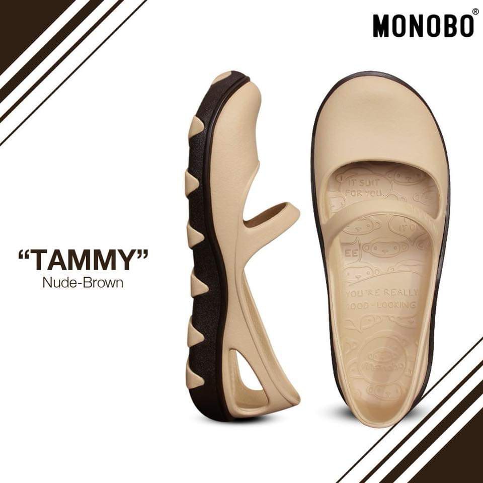 Giày nhựa nữ thái lan monobo - tammy - be đế nâu