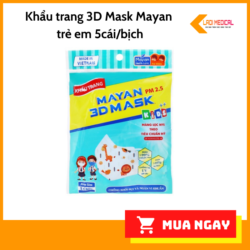 Khẩu trang trẻ em Mayan 3D Mask 3 - 10 tuổi  bịch 5 cái