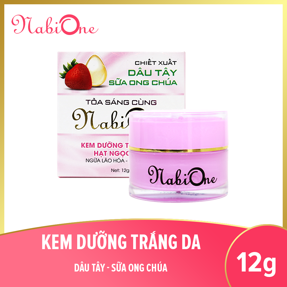 [HCM]Kem NABIONE Dưỡng Mặt Trắng Da Thiên Nhiên Chiết Xuất Ngọc Trai - Dưỡng Chất Dâu Tây & Sữa Ong Chúa - 12gr - [Thanh Trúc Mỹ Phẩm]