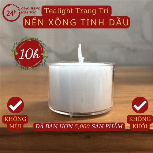 Nến tealight cháy liên tục 10h xông tinh dầu đun nóng âm trà đồ ăn - đạt tiêu chuẩn CHÂU Âu - KO KHÓI KO MÙI