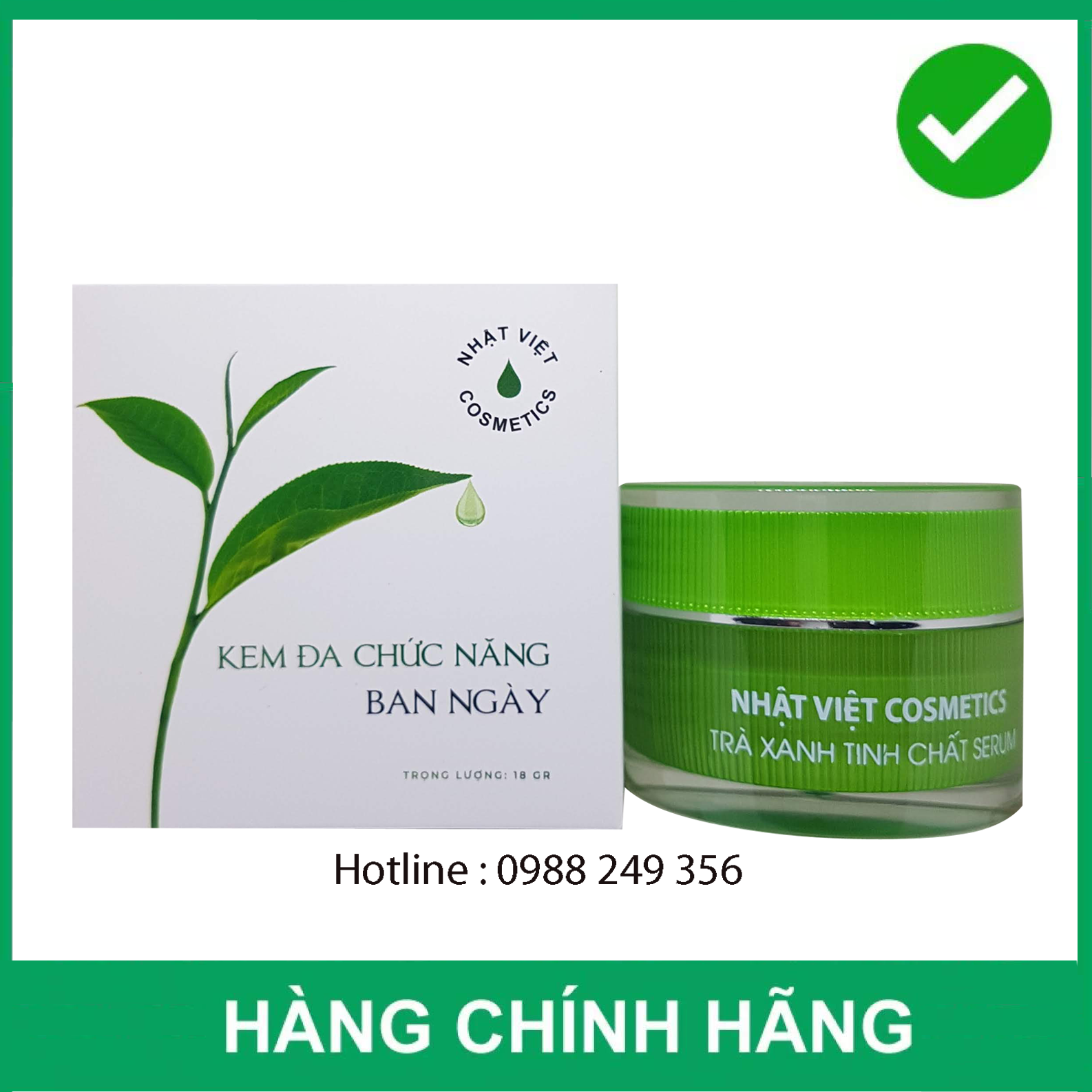 [HCM]KEM ĐA CHỨC NĂNG BAN NGÀY TRÀ XANH TINH CHẤT SERUM NHẬT VIỆT COSMETICS 18G