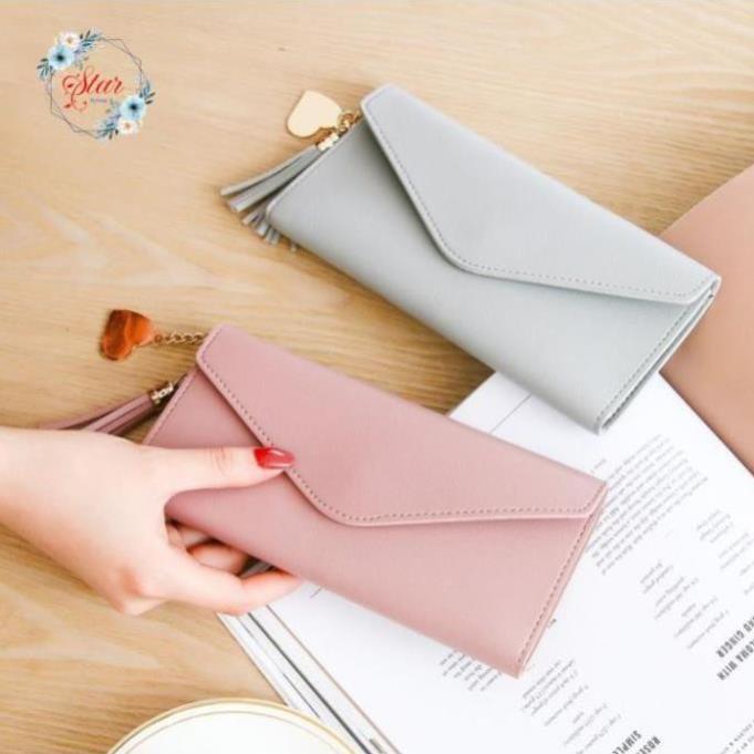 ﹊❁ ví nữ dài ví cầm tay cao cấp đẹp giá rẻ móc khóa tua rua g13