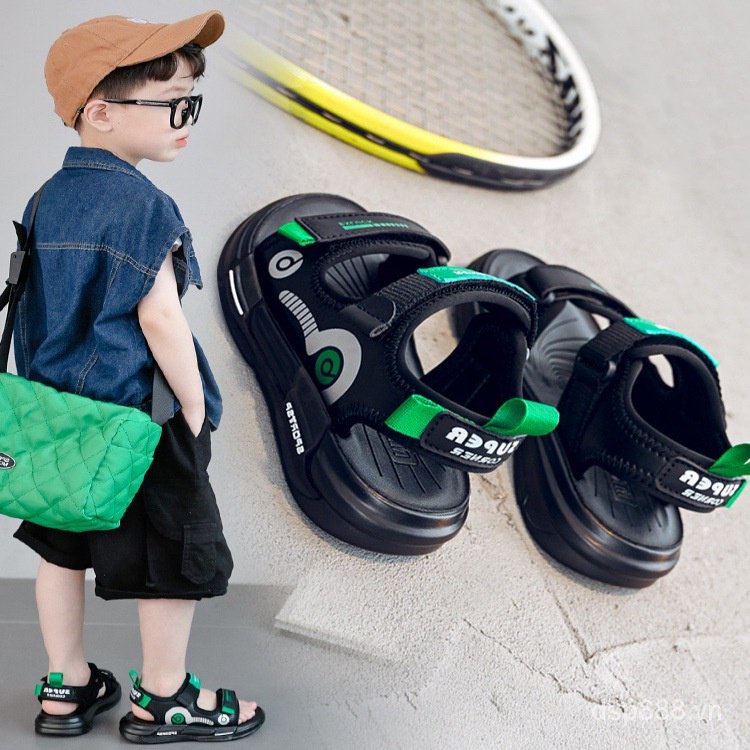 [Sandals-] boys' sandals 2023 new summer children's shoes soft leather soft bottom medium and large children's baby boy beach shoes fashion CQXB