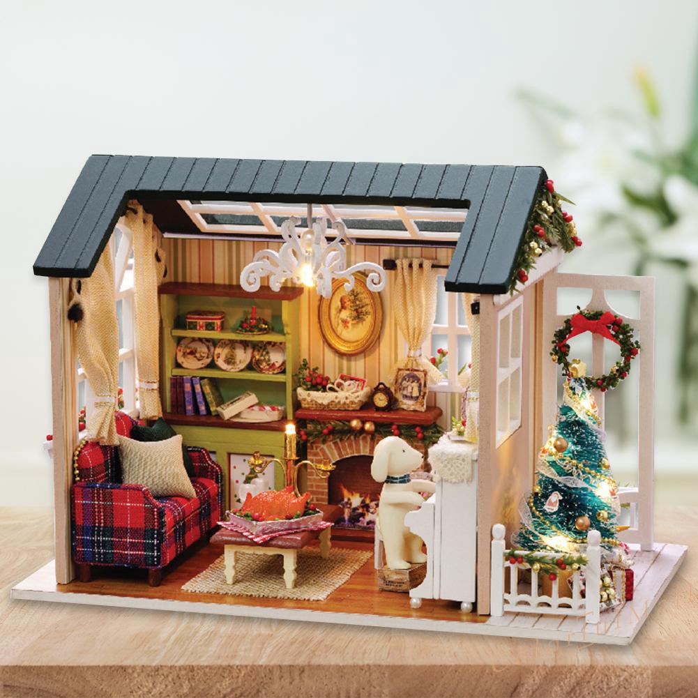 Bộ mô hình nhà gỗ búp bê - diy giáng sinh yêu thương z009