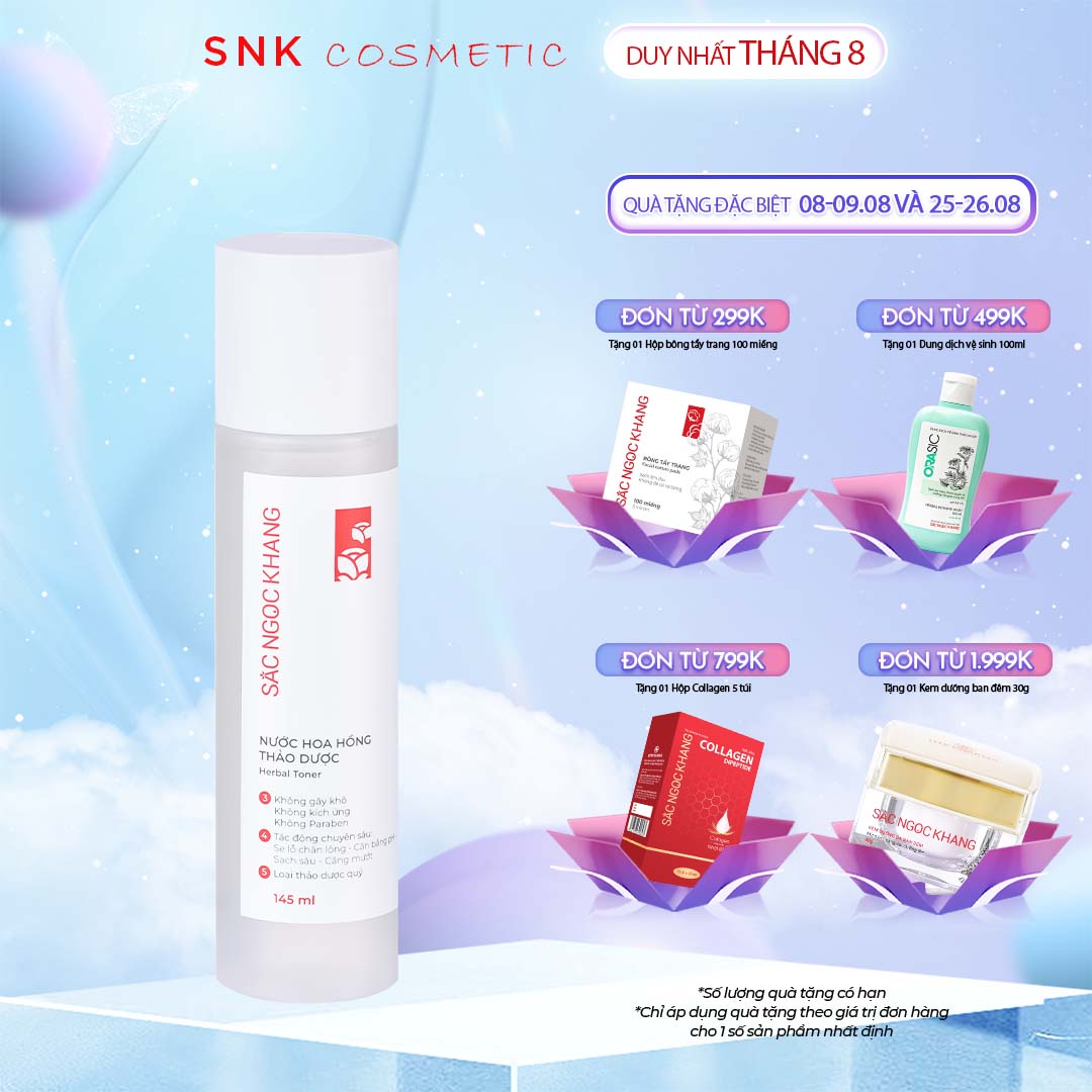 Nước Hoa Hồng thảo dược Sắc Ngọc Khang chiết xuất 5 loại thảo dược giúp dưỡng ẩm, cân bằng da và se khít lỗ chân lông 145ml