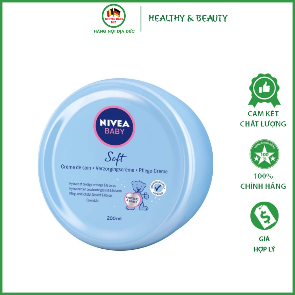 Kem dưỡng da cho bé nivea baby soft creme hộp 200ml phù hợp cho mọi loại da