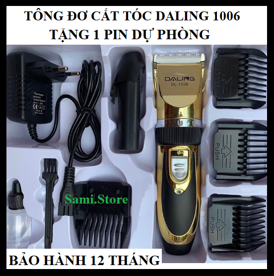 [HÀNG TỐT- GIẢM THÊM 12%] Tông đơ cắt tóc cao cấp Daling 1006 | Tặng kèm 08 món | Tăng đơ cắt tóc không dây