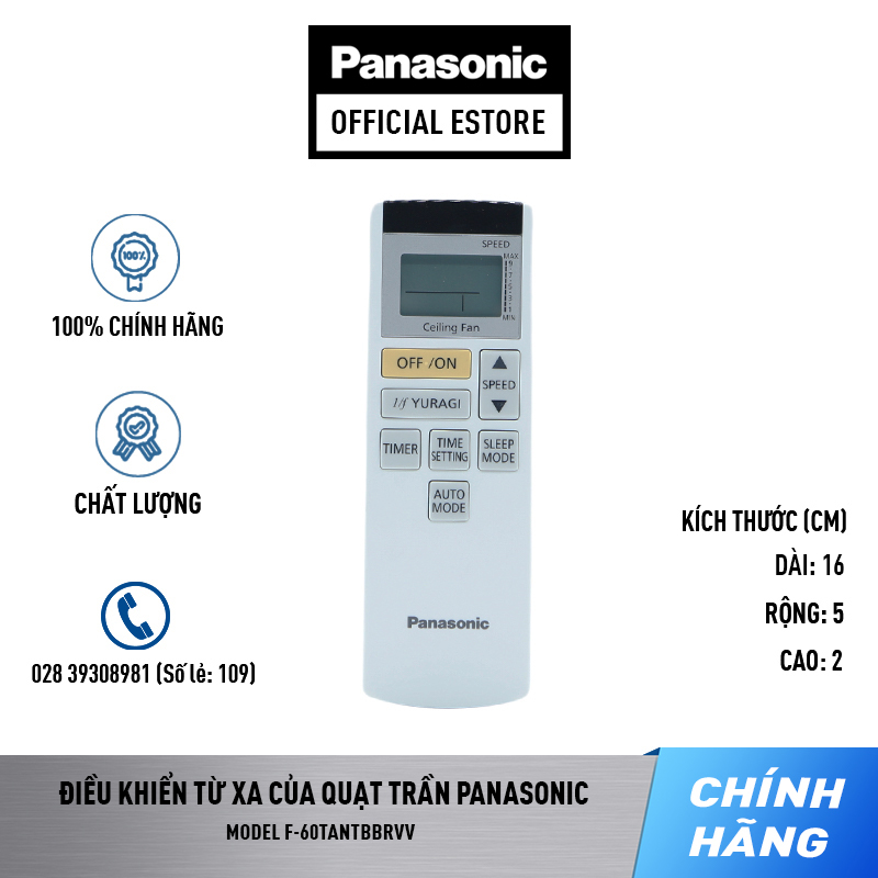 Điều khiển Quạt Panasonic F-60TANTBBRVV-VN	 - Remote Quạt Panasonic Model F-60TANTBBRVV-VN 60TAN1610ZM