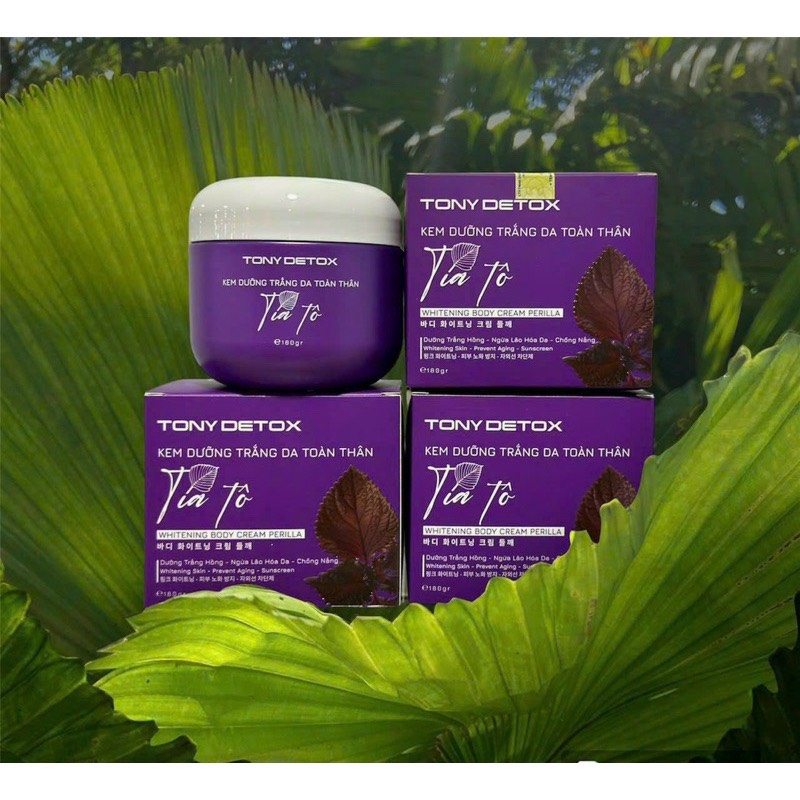 Kem body tía tô tony detox chính hãng- body tía tô dưỡng trắng da ngăn ngừa lão hoá body 180g