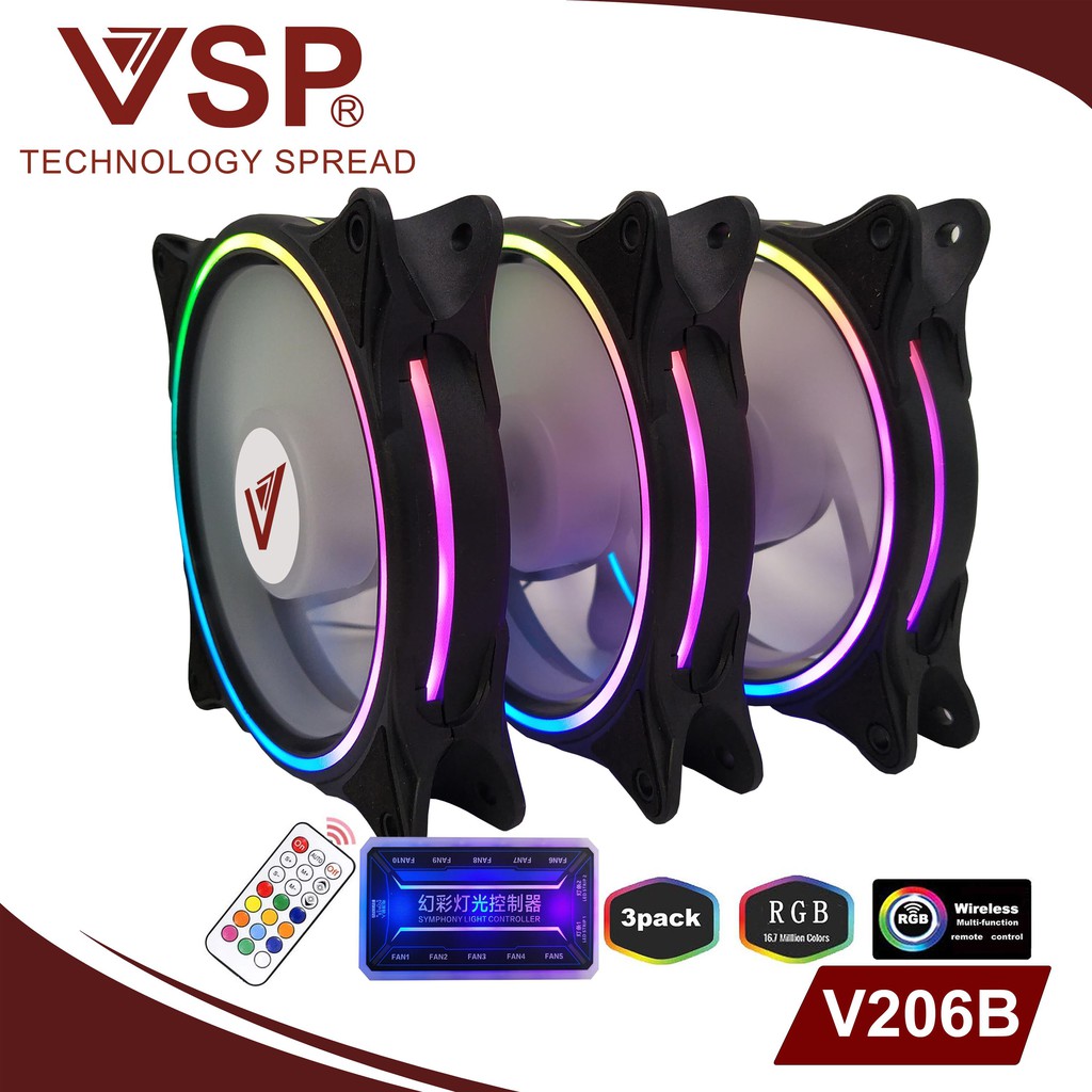 Bộ kit 3 fan v206b led rgb