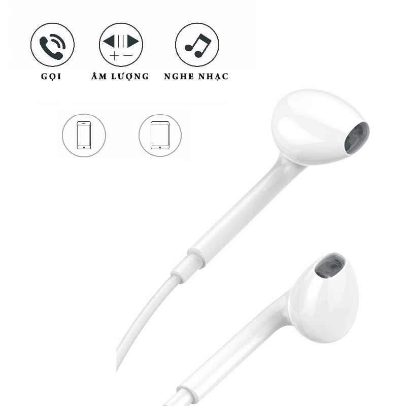 Tai nghe jack 3.5mm thích hợp 6 6s 6splus nghe nhạc êm, bass mạnh có mic đàm thoại