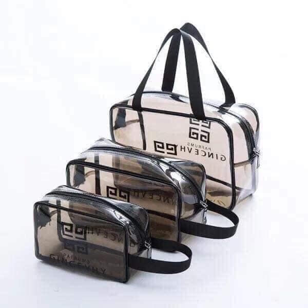 [ COMBO 3 TÚI ] Sét 3 túi ví cầm tay bằng nhựa trong suốt đủ cỡ đa năng, tiện dụng khi đi biển, du lịch- Sét 3 túi nhựa trong suốt đủ cỡ đa năng, tiện dụng