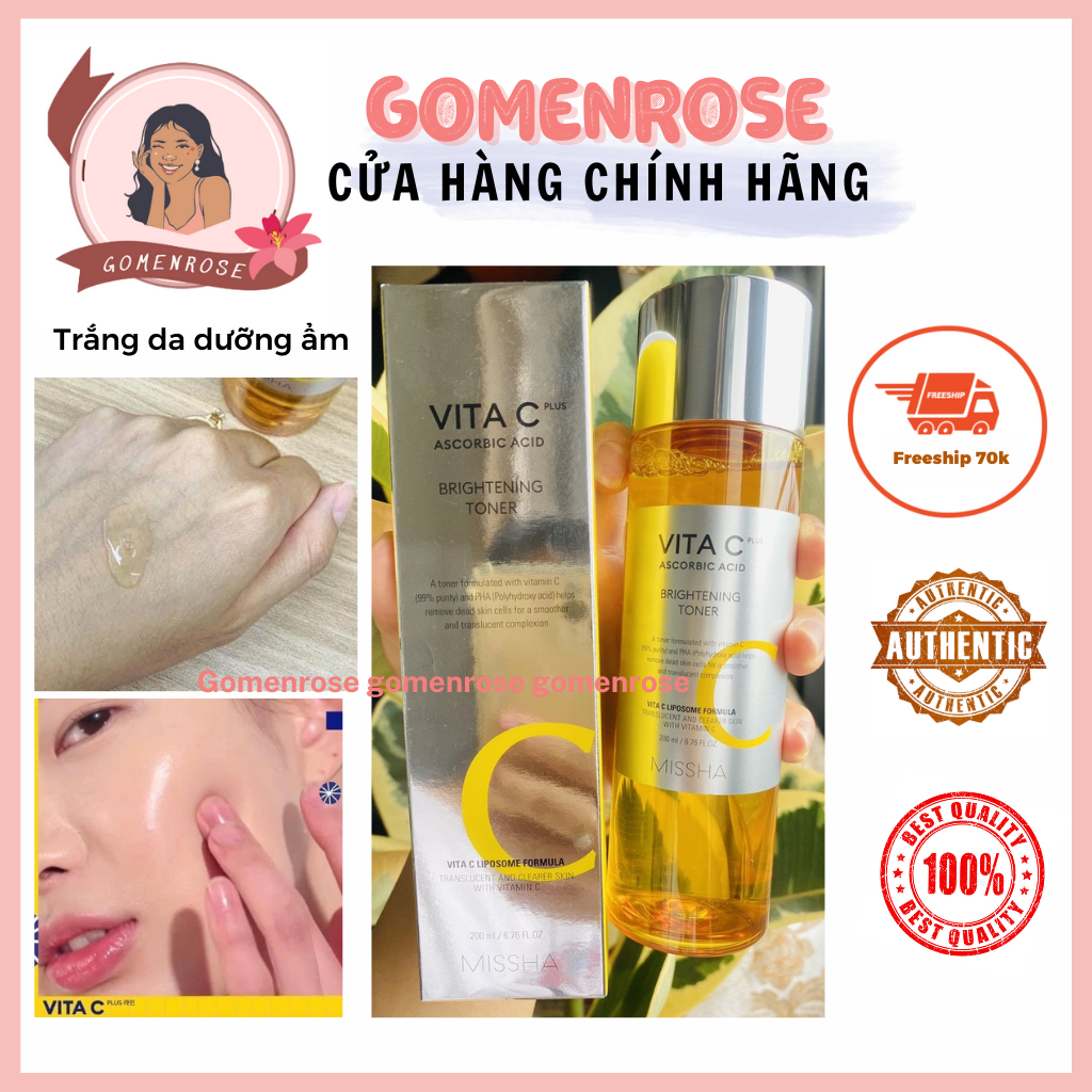 Nước Hoa Hồng Dưỡng Trắng Da Missha Vita C Plus Brightening Toner 200ml