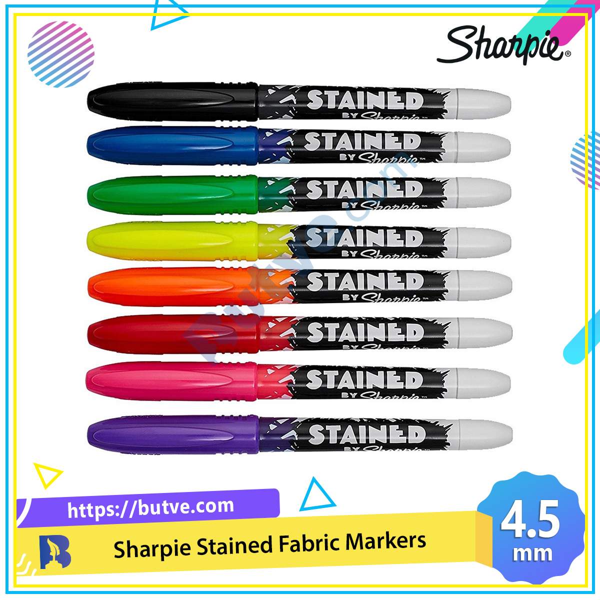 Bút lông dầu ngòi cọ vẽ vải chuyên dụng Sharpie Stained 4.5mm