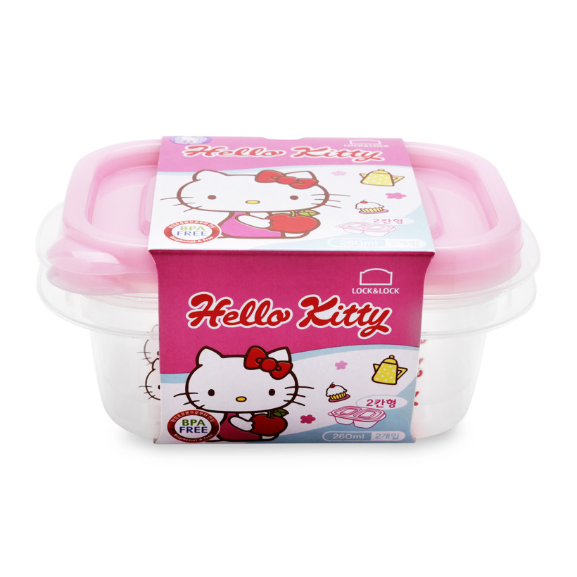 Bộ 2 hộp nhựa 2 ngăn lock&lock hello kitty lkt801