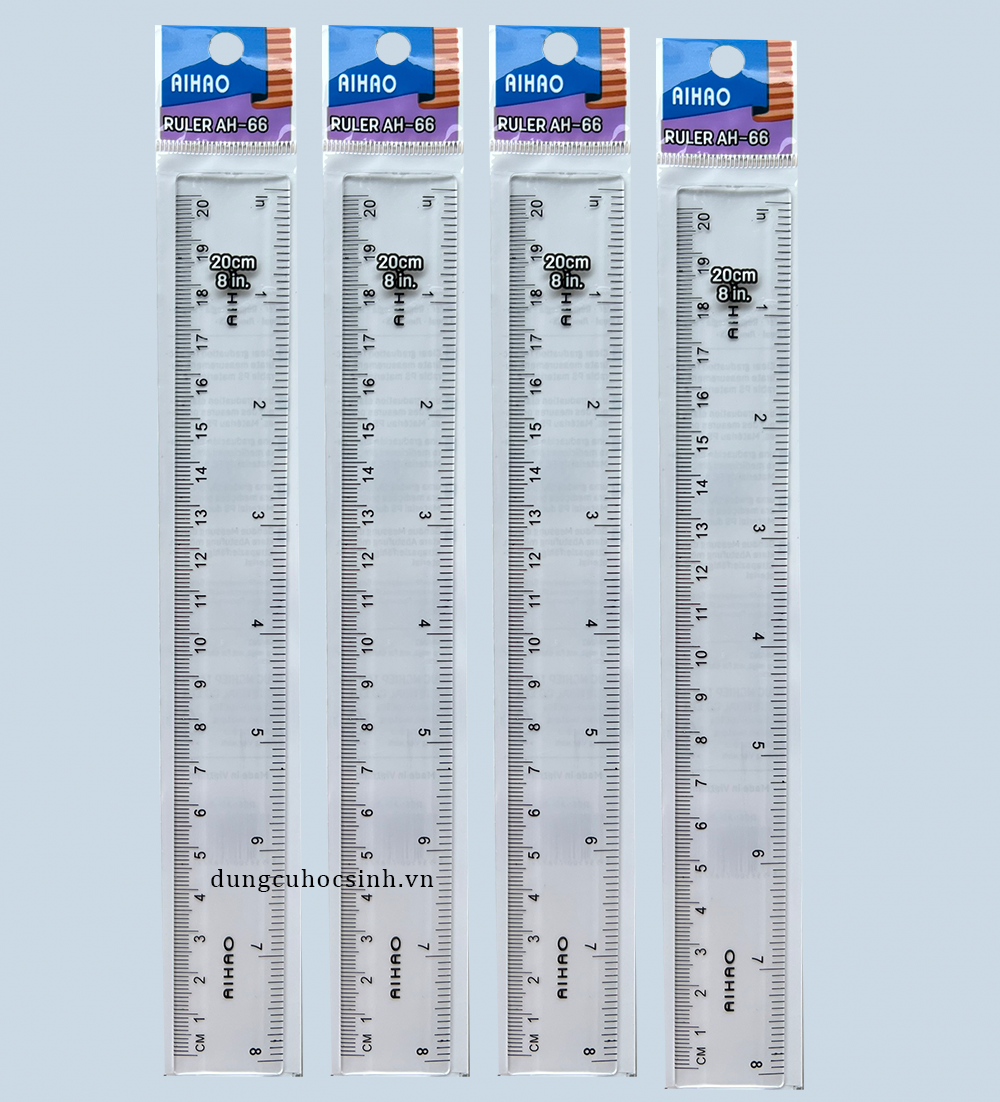 Combo 2 cây thước nhựa cứng aihao chất lượng tốt dài 20cm