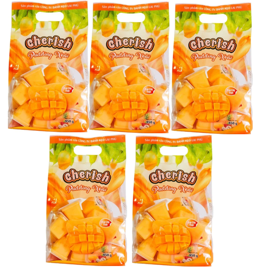 Combo 5 túi thạch rau câu pudding cherish xoài túi 850g
