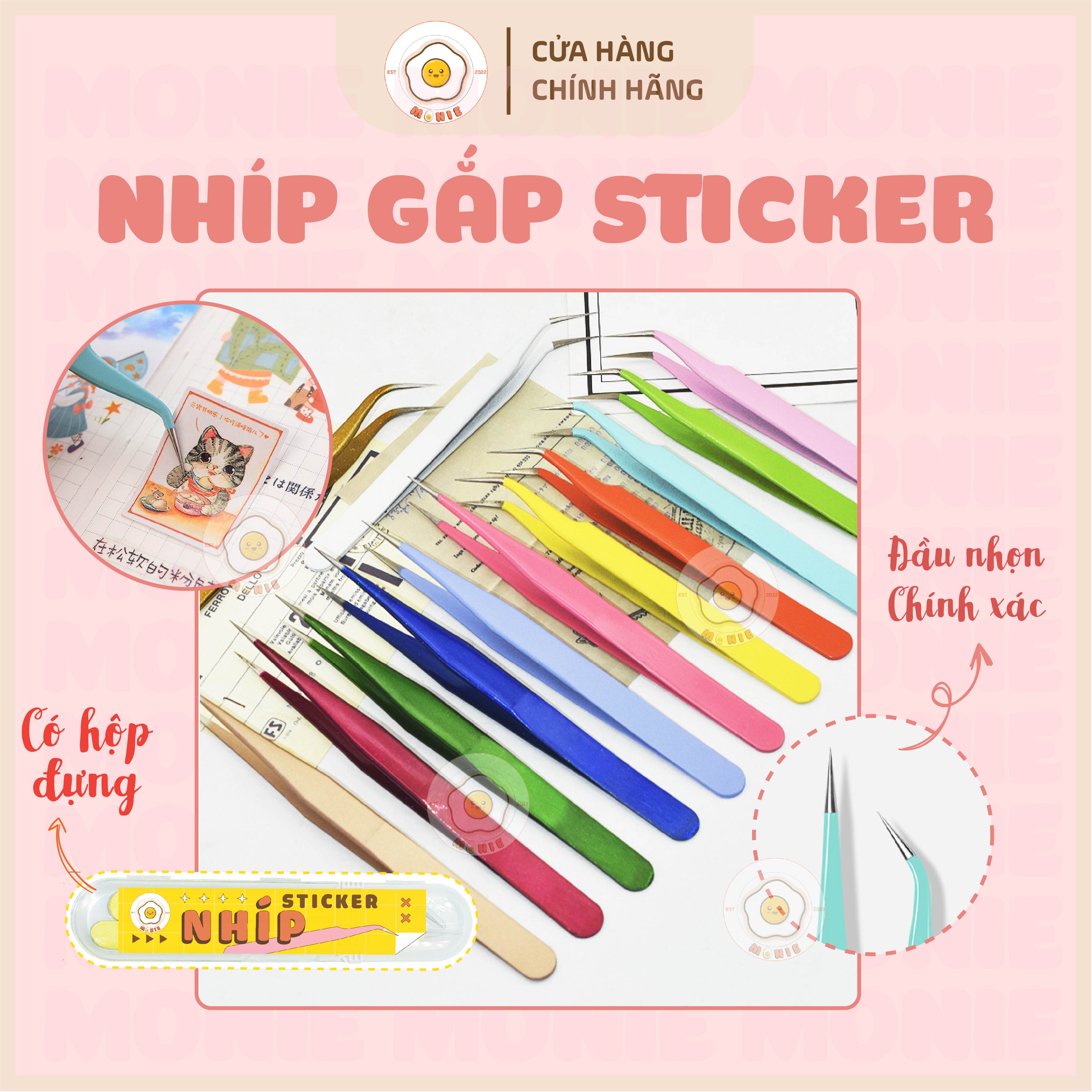 Nhíp gắp sticker màu macaron, nhíp gắp hình dán hỗ trợ trang trí sổ tay bullet journal.