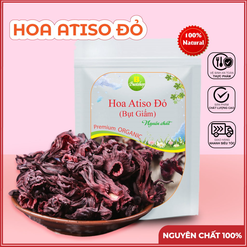 Hoa atiso đỏ sấy khô 100g [Thơm, Mới], Trà atiso đỏ, Hoa bụp giấm, Hoa hibiscus, Nguyên chất