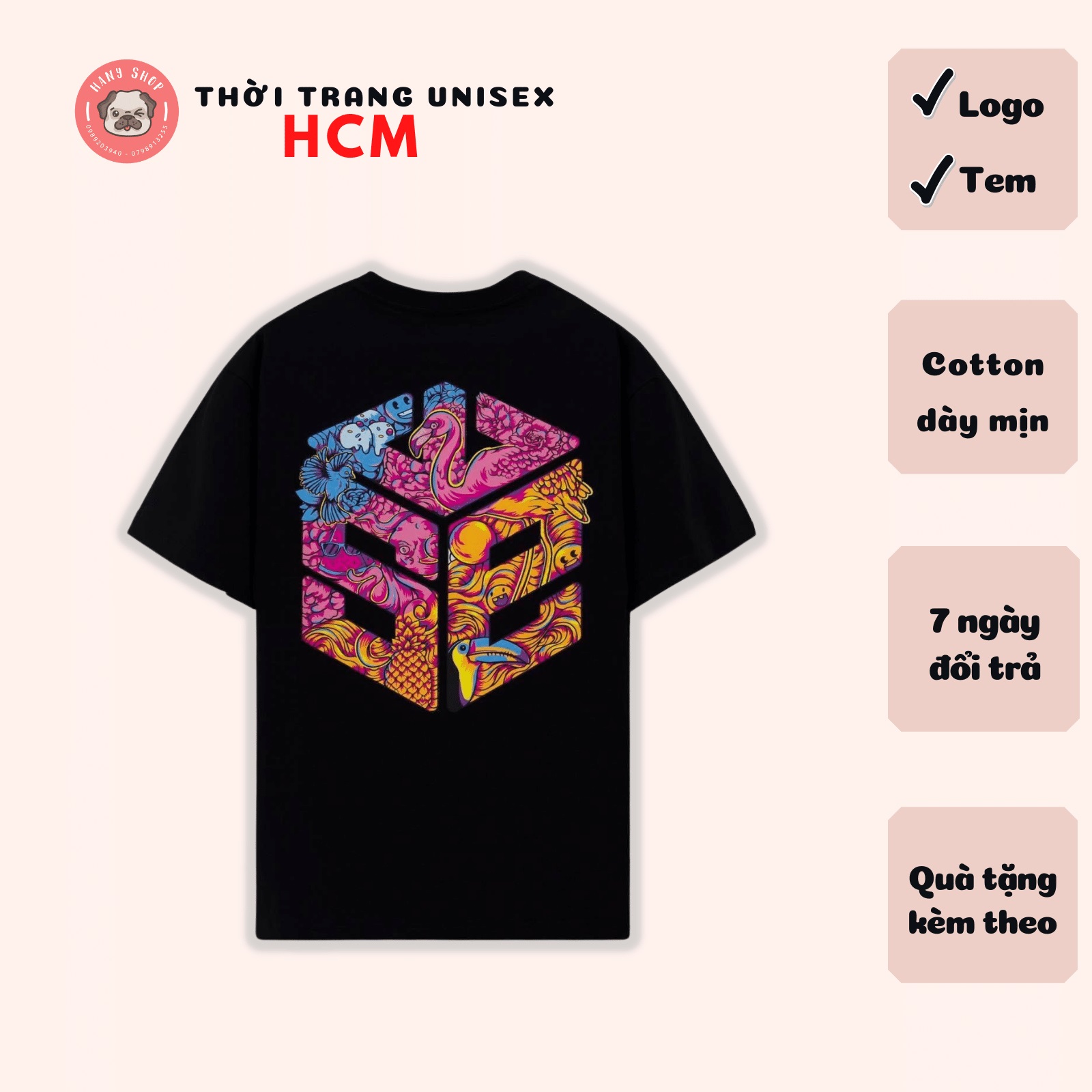 Áo thun tay lỡ form rộng SWE Cube Summer Tee phong cách unisex cho cả nam nữ, vải cotton dày mịn co dãn 4 chiều, có tem mạc SWE đầy đủ, logo SWE ở tay áo, hình in to và cực bền AL110 - Áo thun SWE