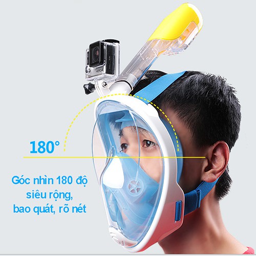 Mặt Nạ Lặn Biển Fullface Liền Ống Thở Có Đầu Chờ Gắn Camera Hành Trình