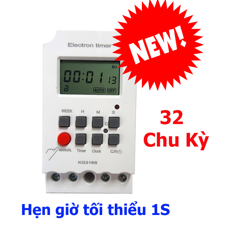   TỐI THIỂU 1 GIÂY  Công tắc hẹn giờ bật tắt điện KG316S 32 chu kỳ hẹn giờ bật  tắt tối thiểu 1 giây rung chuông trường học bể thủy sinh 