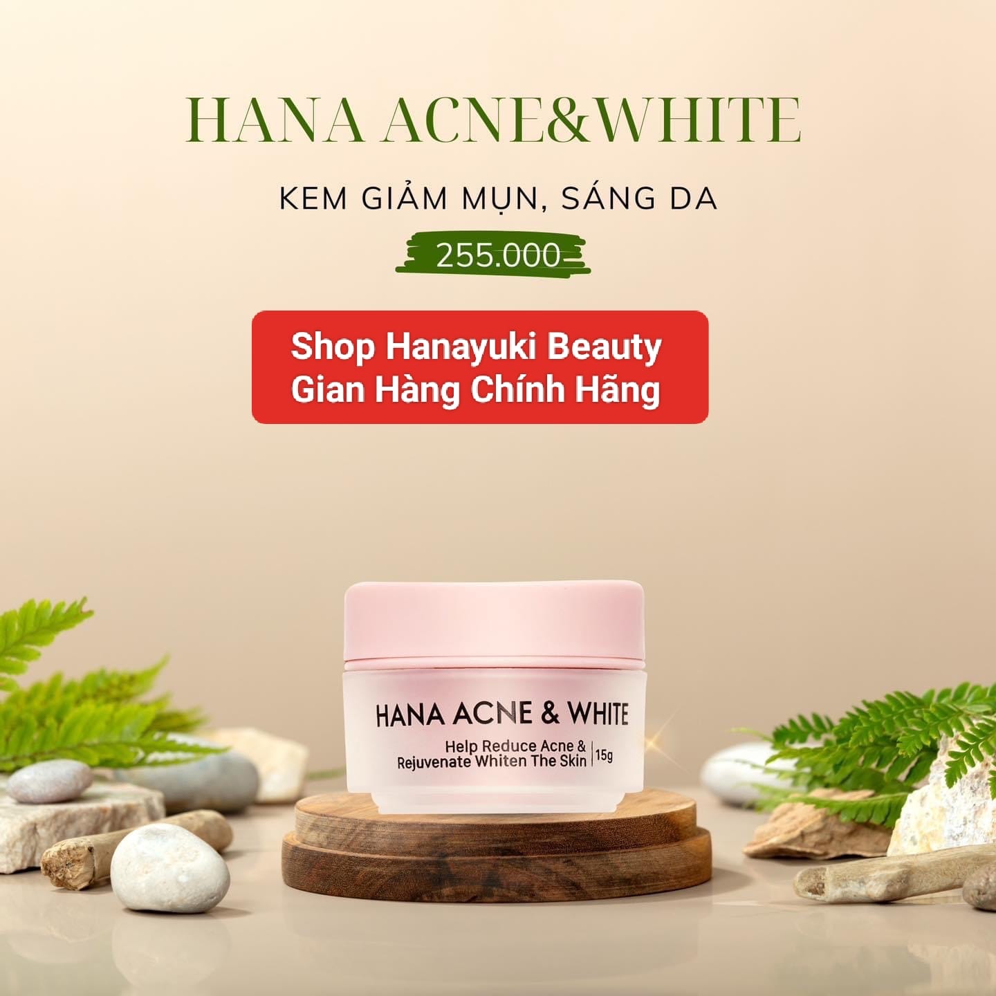 Kem mụn trắng da mini hanayuki 15g- hana acne & white mini