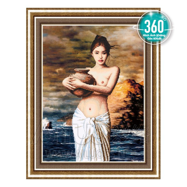 [HCM]Tranh đính đá Thiếu Nữ Ôm Lu 71376 chưa đính