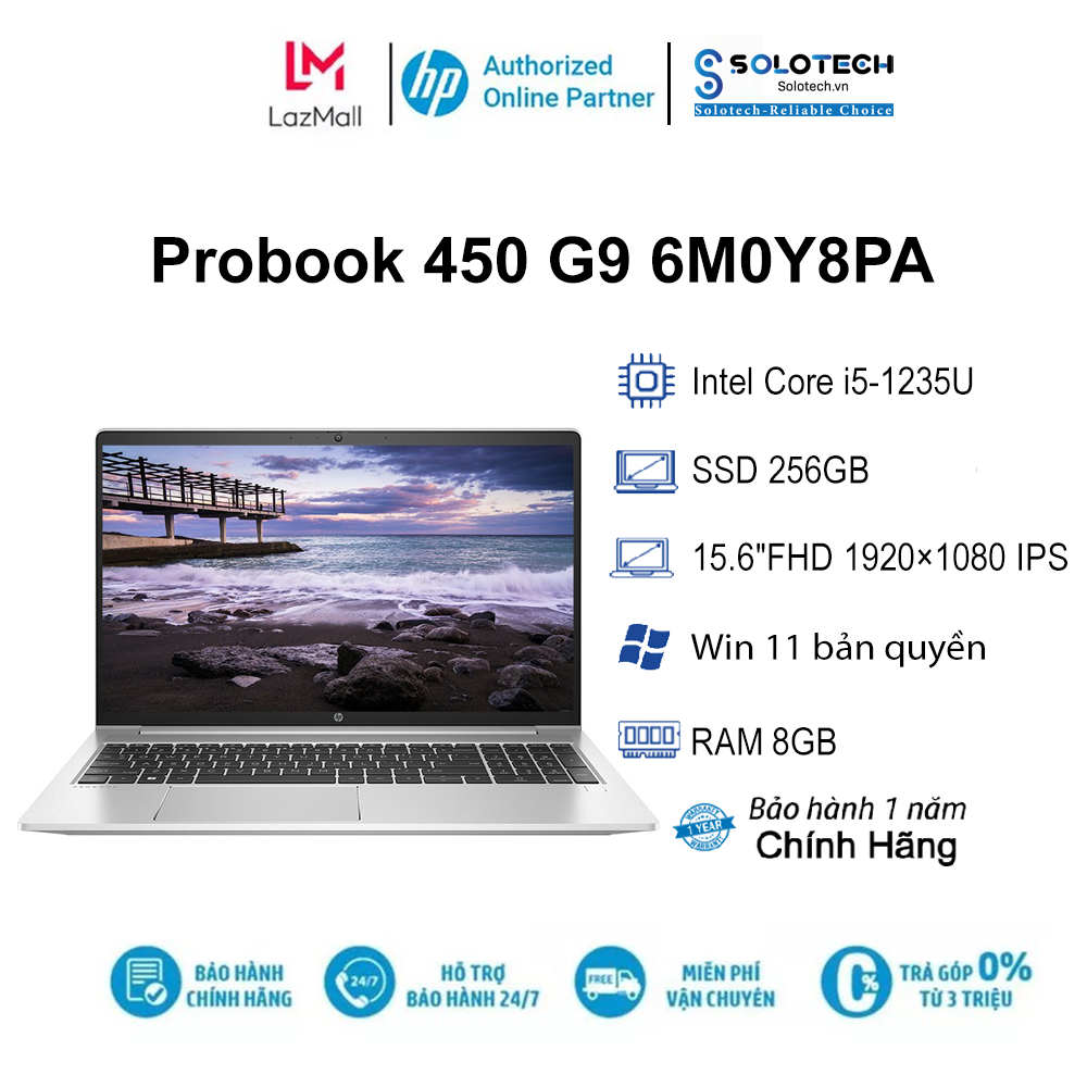Laptop HP Probook 450 G9 6M0Y8PA i5-1235U| 8GB| 256GB| OB| 15.6"FHD| Win11 (Bạc) - Hàng chính hãng new 100%
