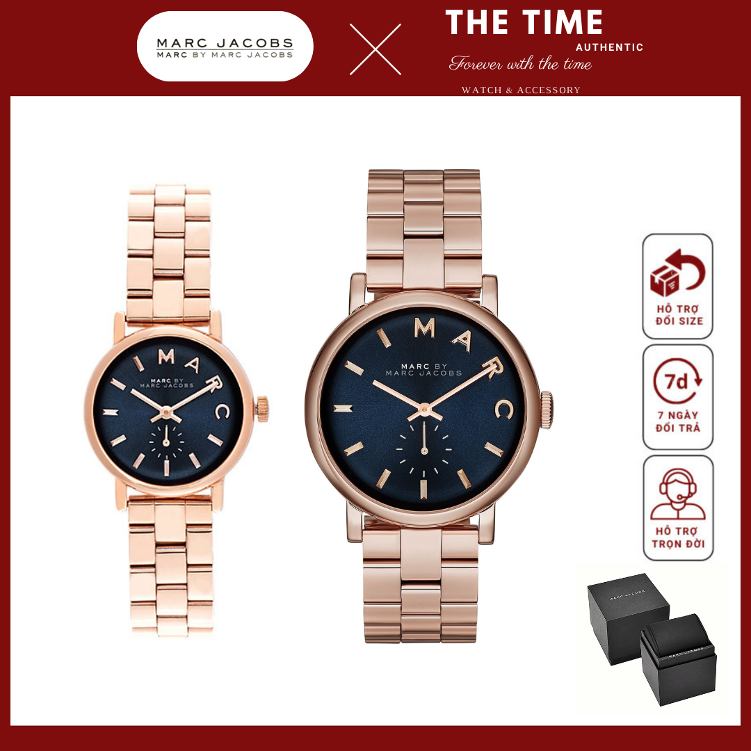 Đồng hồ đôi nam nữ marc jacobs baker rose gold watch mbm3332 28mm & mbm3330 36mm. 5atm.