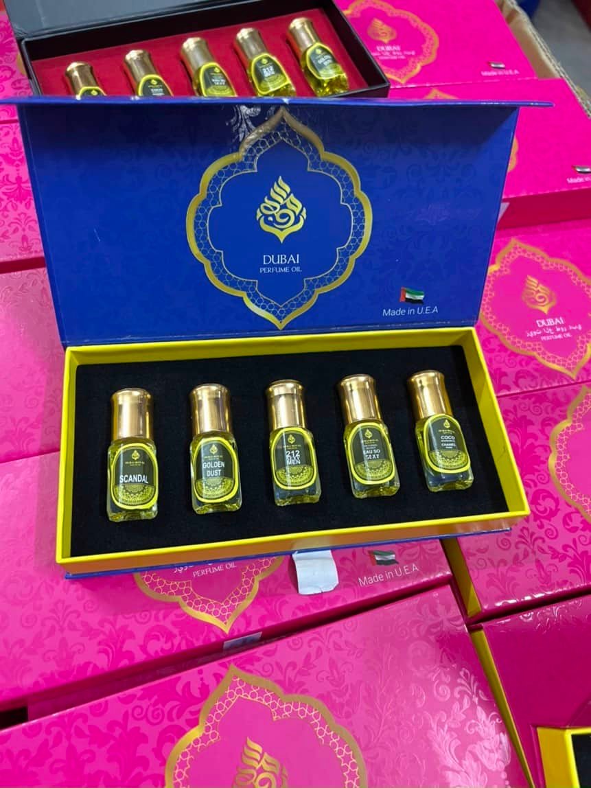 Tinh dầu nước hoa dubai mini dạng lăn 5ml , Set 5 chai tinh dầu dubai lưu hương lâu, Hương thơm sang trọng