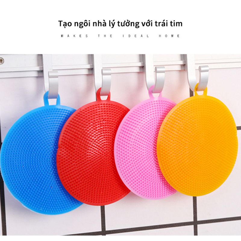 [HCM]【like-】Bàn chải rửa chén đa chức năng silicon tạo tác rửa chén tròn bàn chải làm sạch nồi silicon bàn chải làm sạch khử nhiễm sản phẩm cách nhiệt vải rửa chén silicon