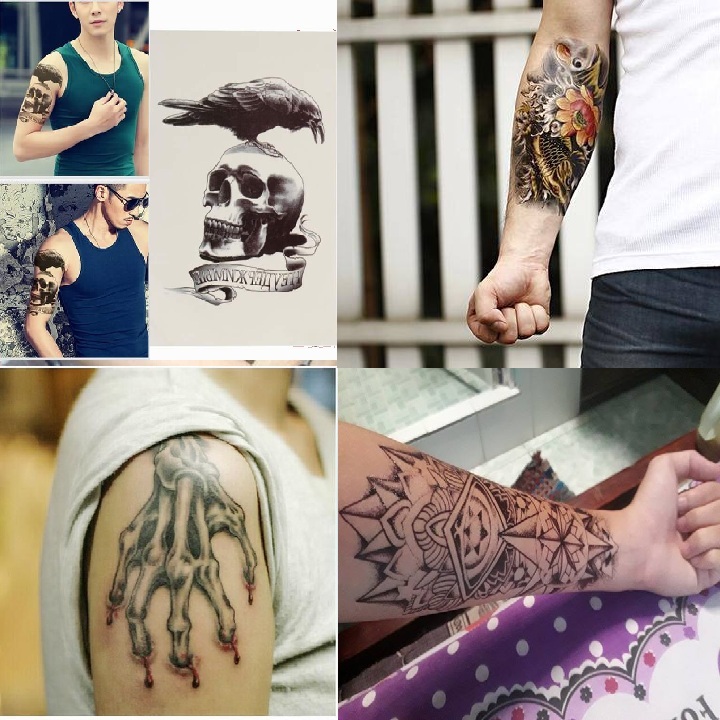 COMBO 4 TẤM HÌNH XĂM DÁN TATTOO CỰC ĐẸP DÀNH CHO NAM KÍCH THƯỚC 15 x 21 CM, 100% NHƯ XĂM THẬT