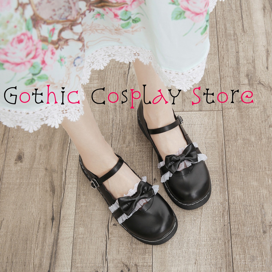🍁 Giày búp bê lolita tiểu thư đính ren trắng Mary Jeans ( Gothic Cosplay Store )