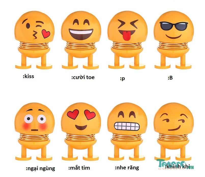 Bộ 50 con đồ chơi thú nhún Emoji lò xo lắc đầu mặt cười siêu dễ thương- Trang trí xe ô tô, để bàn làm việc- Giảm stress