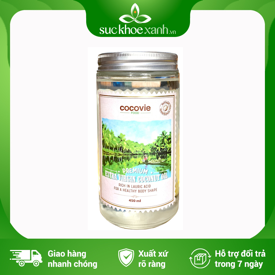 Cocovie Premium Organic Pure Coconut Oil - 450Ml/Bottle