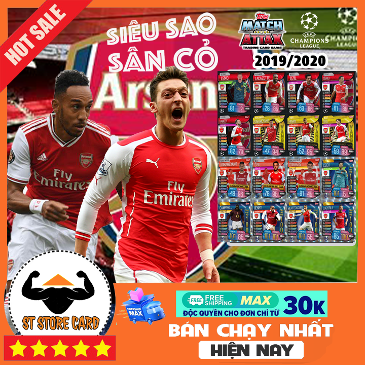 Thẻ cầu thủ arsenal size poca match attax việt nam 2019/20 thẻ in custom st store card