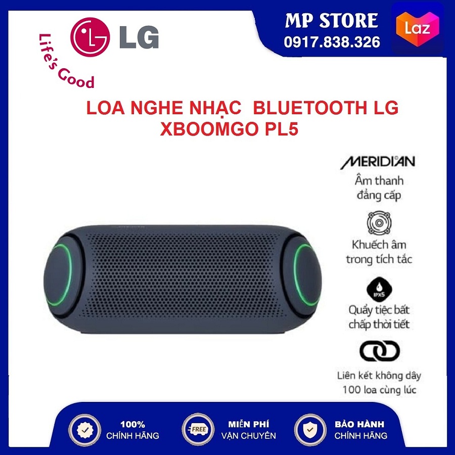 [FREESHIP] Loa Bluetooth LG XBOOM Go PL5 l Công suất 20W l Công nghệ Meridian l Chống nước IPX5 l Pin 18h l HÀNG CHÍNH HÃNG